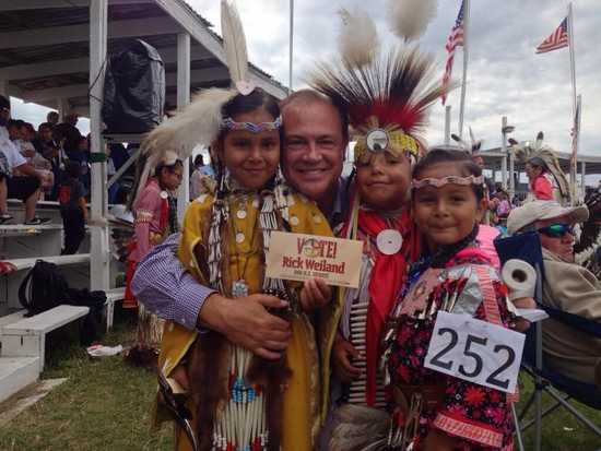 South Dakota Senate candidate Rick Weiland campaigning at American Indian reservation. 2014