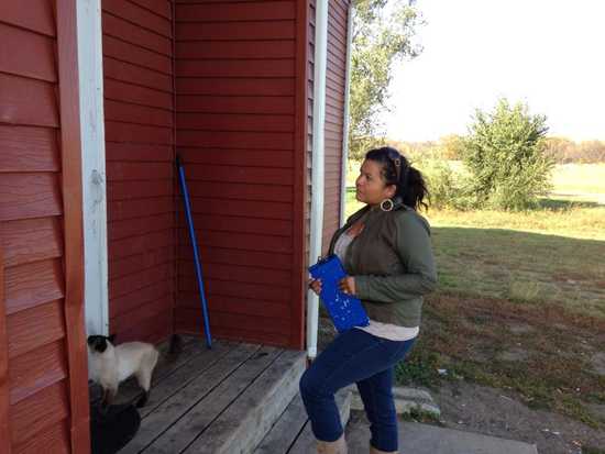 Dustina Gill knocking on doors in Standing Rock rez