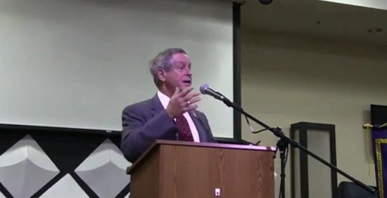 South Carolina Rep. Joe Wilson answers an Ebola/border question during town hall (screenshot from videotape)