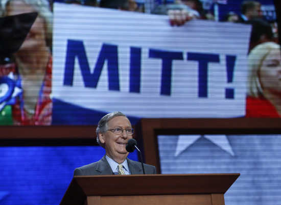 Senate Minority Leader Mitch McConnell (R-KY) speaks during the second day of the Republican National Convention in Tampa, Florida, August 28, 2012. REUTERS/Eric Thayer (UNITED STATES &nbsp;- Tags: POLITICS ELECTIONS)