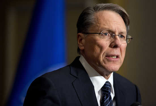 Wayne LaPierre, Executive Vice President of the National Rifle Association (NRA), speaks during a news conference in Washington December 21, 2012. NRA, the powerful U.S. gun rights lobby, went on the offensive on Friday arguing that schools should have ar