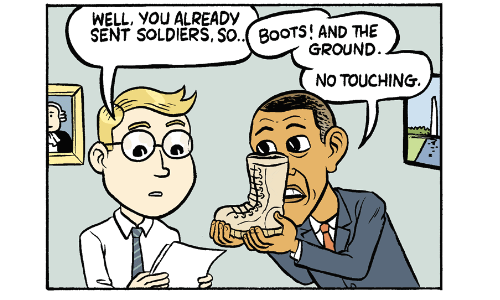 Cartoon by Matt Bors -- No boots about it