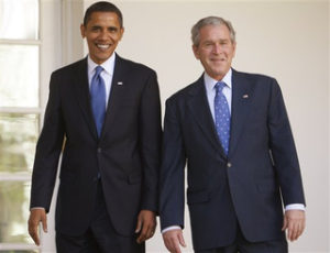 President Barack Obama, George W Bush