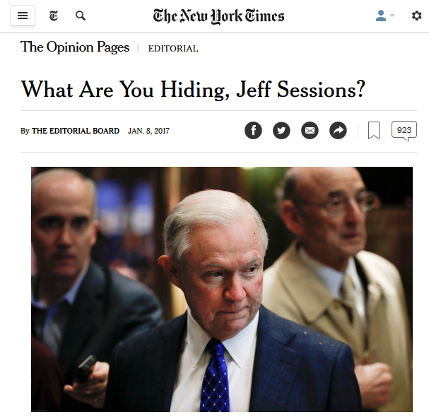 NYT: If Only We Knew What We Already Know About Jeff Sessions